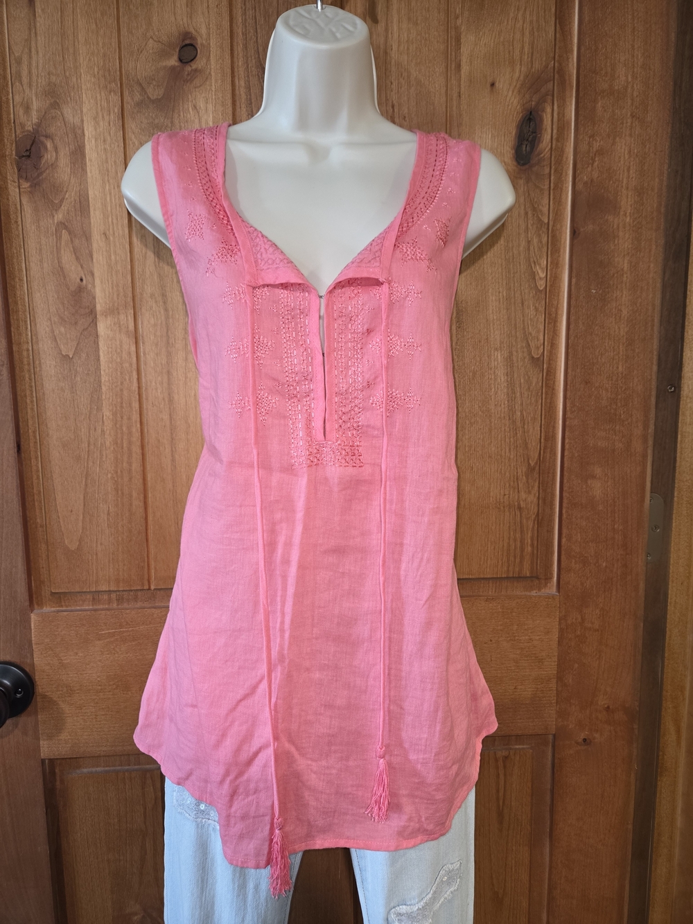Cynthia Rowley Women's Pink‎ Sleeveless Embroidered Tunic Top